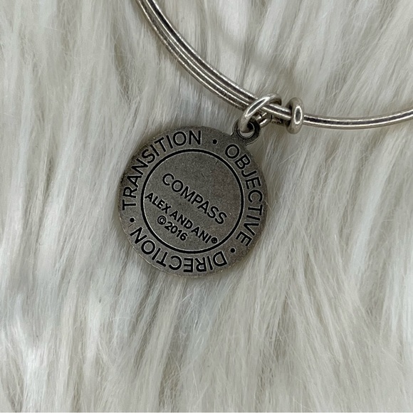 Alex and Ani Rafaelian Silver Compass Charm Bangle - Picture 3 of 3
